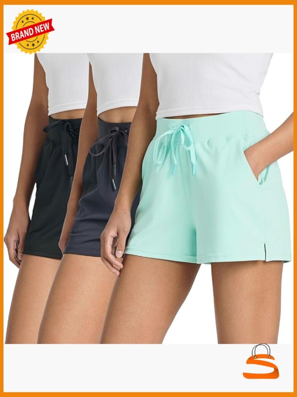 3 Pack Athletic Running Shorts with Pockets for Women - Picture 1 of 7